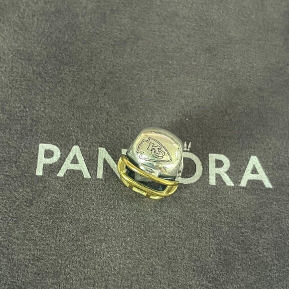 Pandora Kansas City Chiefs Football Arrowhead Dangle Charm - Picture 1 of 4
